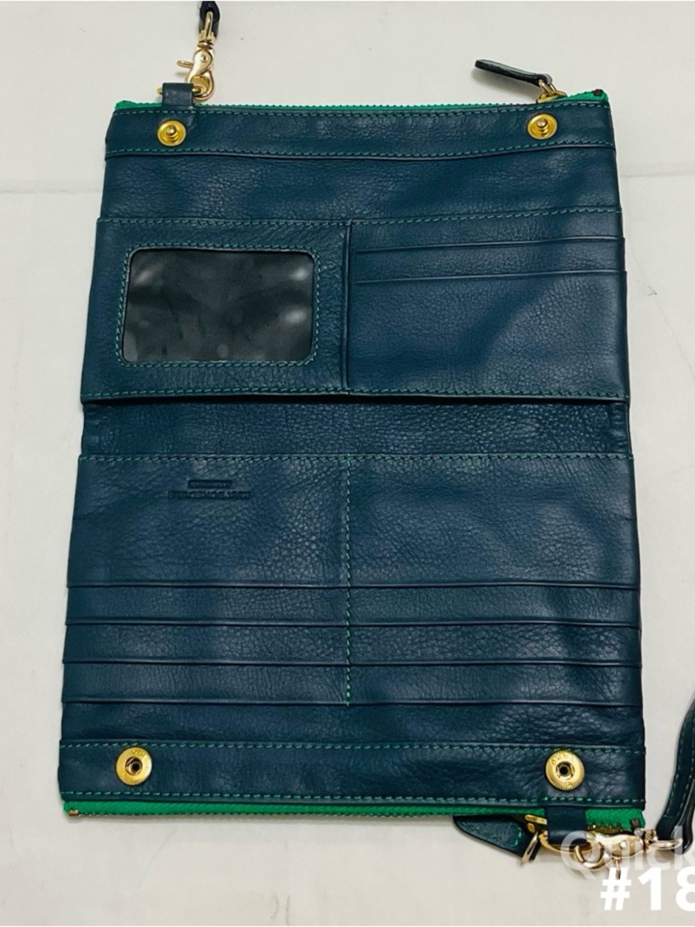 Bi-fold leather credit card holder - zippered small crossbody bag